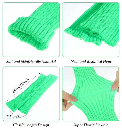 Neon Leg Warmers and Fishnet Gloves Set - Leg Warmers 80s, Women Fashion Knit Leg Warmers for Women, 80s Stretchy Dance Party Accessories for Women4