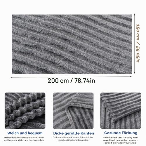 Kuscheldecke Flauschig Decke, Flanell Decke 200x150 cm, Flanell Decke Couchdecke Weiche Warme Sofadecke, Plush Bed Blanket, Cozy Throw, Weich Warm Wohndecke für Sofa Bett Schlafzimmer Büro – Bild 2