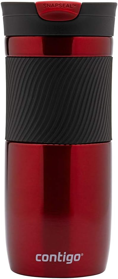 Contigo Byron Snapseal Travel Mug, Stainless Steel Thermal mug, vacuum flask, leakproof tumbler, coffee mug with BPA free Easy-Clean Lid, 470 ml, Red
