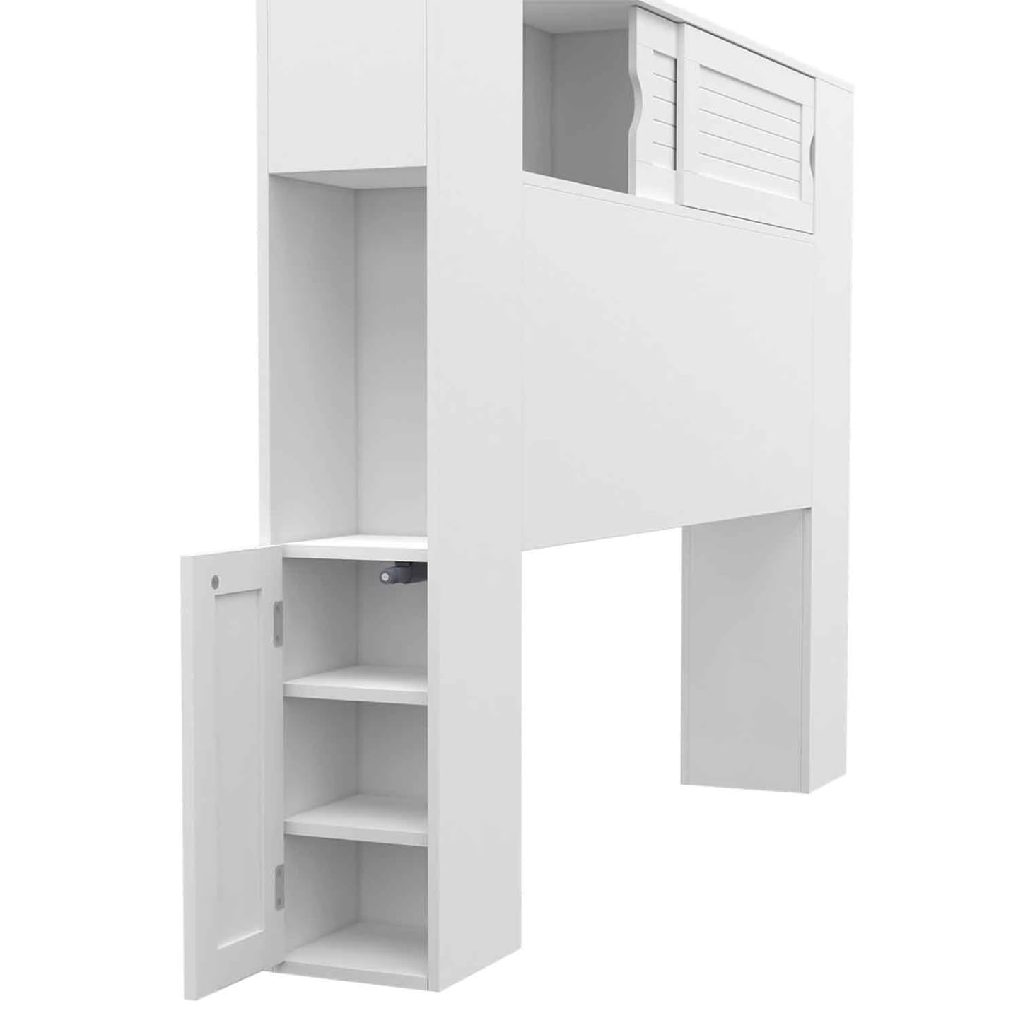 IDMarket - Tête de lit sur Pied Salem 145 cm avec rangements fermés et niches Blanc