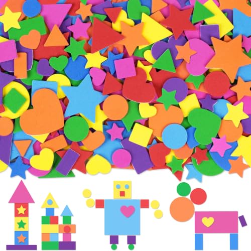 1616Pcs Foam Shape Stickers for Crafts 8Colors Foam Stickers Geometric