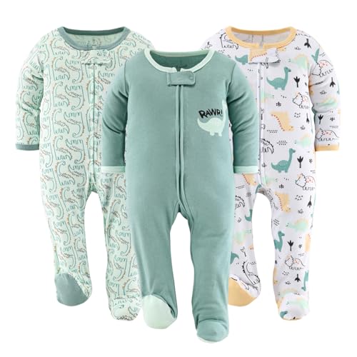 Image of The Peanutshell Baby Sleepers for Boys, Sleep and Play Footed Pajamas, Newborn to 9 Months, Infant Clothes, Dinosaur Stuff