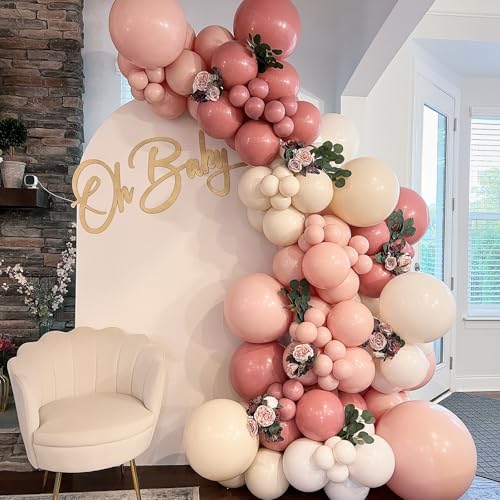 Image of 108Pcs Double Stuffed Dusty Pink Balloon Garland Arch Kit