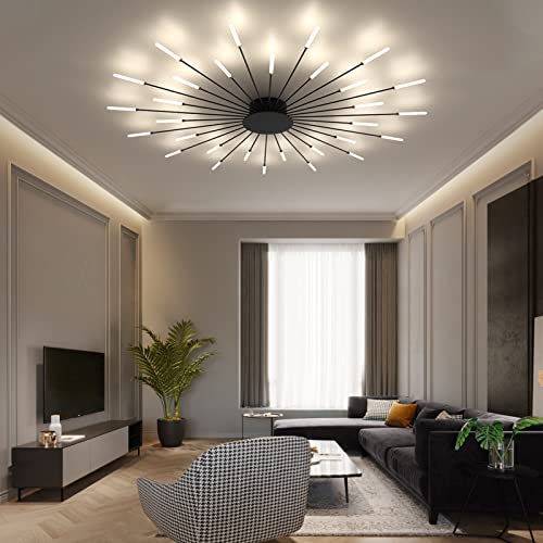 Plafonnier LED design lustre créatif haut de gamme 30 têtes noir mat
