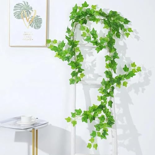グリーン 観葉植物 アイビー 1本 180cm 吊り下げ 吊り下げ ツタ フェイクグリーン 造花 藤 緑 葉 壁掛け 吊りのインテリア飾り人工植物 枯れない インテリアグリーン(1.8M) [3]