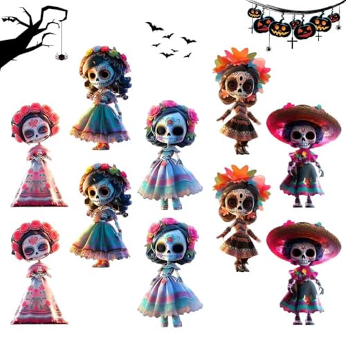 Fantasma 10 Pezzi Ornamenti Halloween, Scheletro da Appendere, Ornamenti Appesi Spettrali, Decorazioni in Acrilico 2D per Portico e Giardino
