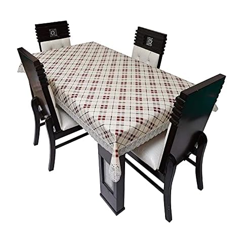 CASA-NEST Printed Vinyl 6-8 Seater Tablecloth Protector Waterproof/Oil-Proof Plastic Rectangle Sheet Table Cover 60(inches) Width x 90(inches) Length with lace Edges for 6-8 Seater Table cover046 Cover