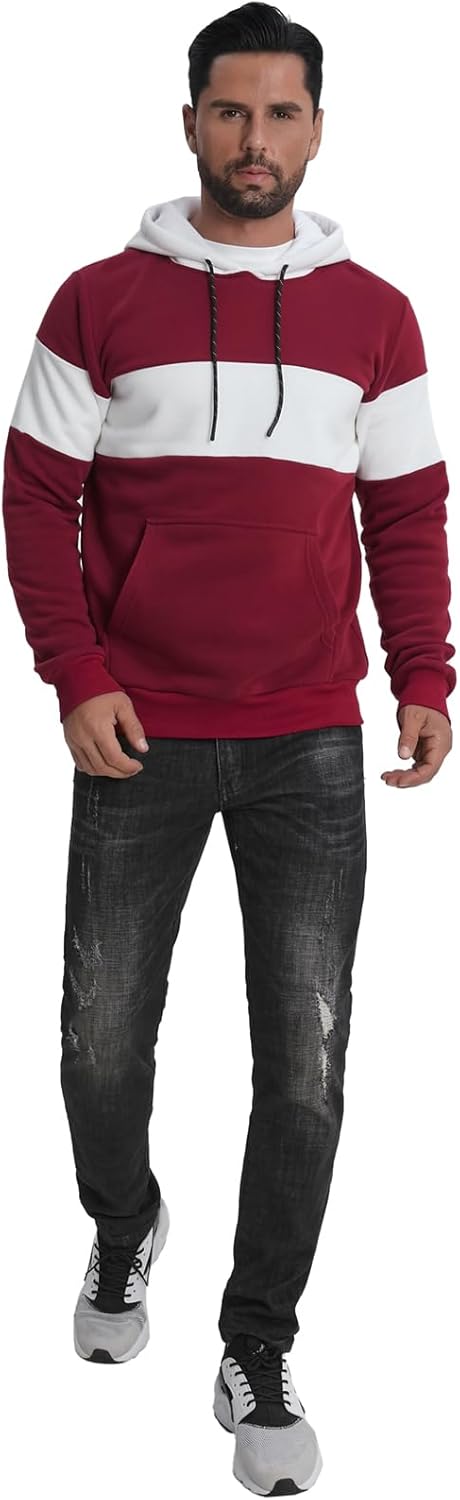 Fleece Hoodies Sweatshirts for Men,2/3 Pack Patchwork Athletic Workout Hooded Pullover With Kangaroo Pocket - Image 8