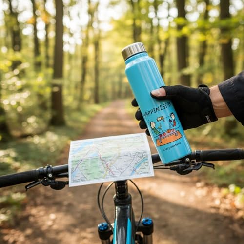 Image of Clay Craft VACBOTT Happiness is... Single Walled Non Insulated Water Bottle, 1000ML, Blue