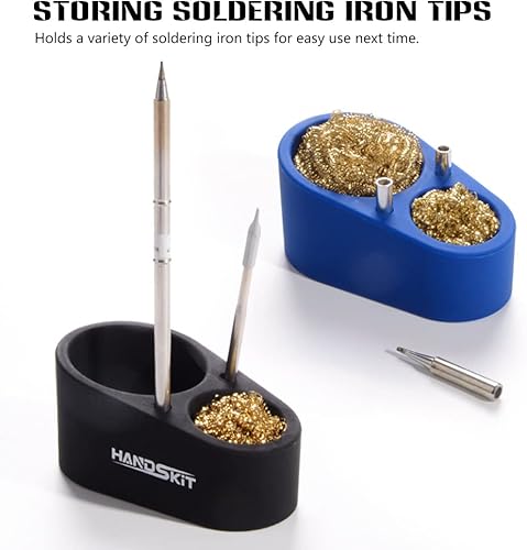 Miniatura 3 de Handskit - Limpiador de puntas punta de soldador de hierro punta de soporte punta de estaño de alambre limpio puntas de bola de repuesto azul