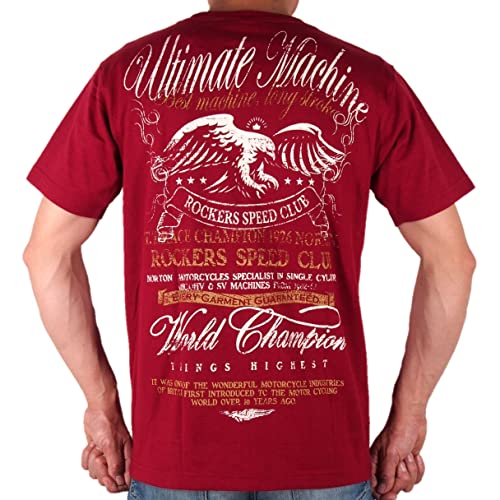 Norton(ノートン)半袖Tシャツ〔イーグル ドッグノートン 英字ロゴ かすれプリント ステッチ刺繍 吸水速乾機能付きドライ天竺生地 232N1016〕ワイン レッド 赤 バイカー アメカジ ミリタリー 2023年夏モデル (M) Norton(ノートン)半袖Tシャツ〔イーグル ドッグノートン 英字ロゴ かすれプリント ステッチ刺繍 吸水速乾機能付きドライ天竺生地 232N1016〕ワイン レッド 赤 バイカー アメカジ ミリタリー 2023年夏モデル (M)