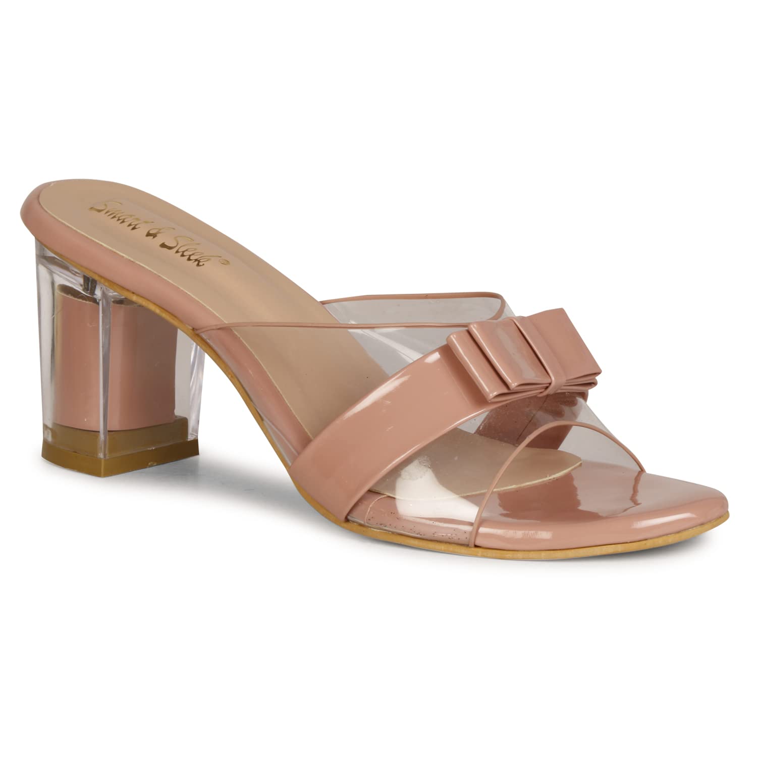 Smart & Sleek Women Transparent Strap Block Heel Sandals (PEACH, numeric_5) (B0BKR3JGMS) Amazon Price History, Amazon Price Tracker