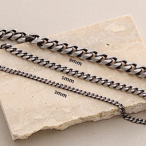 Mens Bracelet - Cuff Chain Bracelet Made Of Silver Plated Stainless Steel - 5Mm Thickness Bracelet For Men - Fits 7"-8" Wrist Size #TOP3