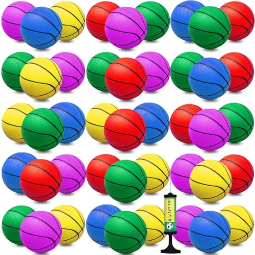Oleitodh 30Pcs 7 Mini Basketballs Balls Bulk PVC Small Basketball for Over The Door Basketball Hoop Games Party Favors Indoor Outdoor Play Adults Kids Pool Beach Colorful