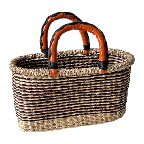 Borsa a mano intrecciata da borsa con manico superiore da spiaggia casual di paglia a tracolla alla moda tote per a donna