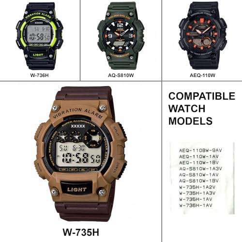 Image of DBLACK ''CDS17'' 18mm Resin Watch Strap (Black) / / Compatible with Casio W-735H, W-736H, AQ-S810W, AEQ-110W, AEQ-110BW, & Other Models