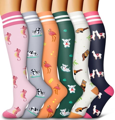 Image of Bluemaple 6 Pack Copper Compression Socks for Women and Men Circulation-Best Support for Medical, Running,Nursing,Athletic