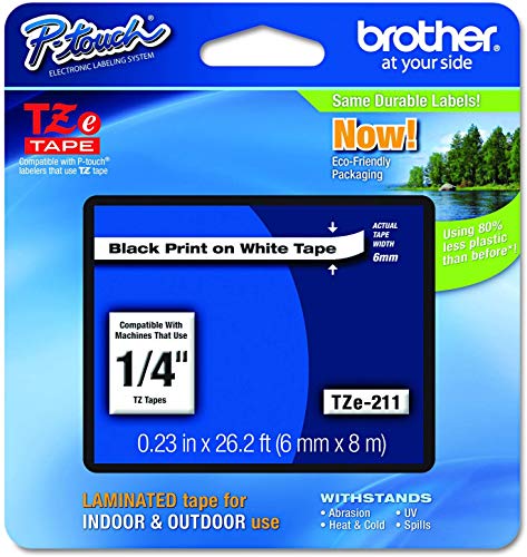 Ruban TZE-211 Brother blanc pour organiser la maison et le bureau