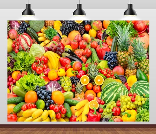 Fondo fotográfico 7x5 ft con frutas variadas miniatura 1