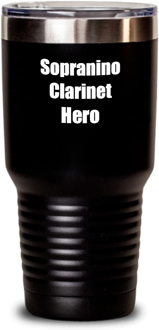 Funny Sopranino Clarinet Hero Tumbler Musician Gift Instrument Player Gag Insulated Cup With Lid Black 30 Oz