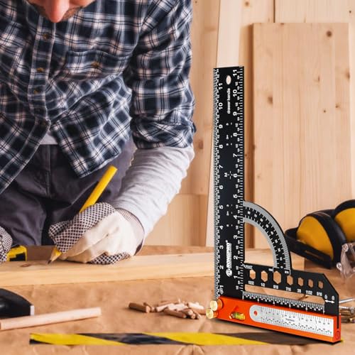 RONGPRO Esquadro de Carpinteiro 7 Em 1 com Nível de 12