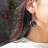 NILUXE DESIGN - Boucles d'oreilles Fleurs Pendantes avec Crochet Plaqué Or - Boucles d'oreilles Femme Pétales - Boucles d'oreilles pour Fêtes d'Été - Élégantes à Porter et Parfaites à Offrir (Noir) #2
