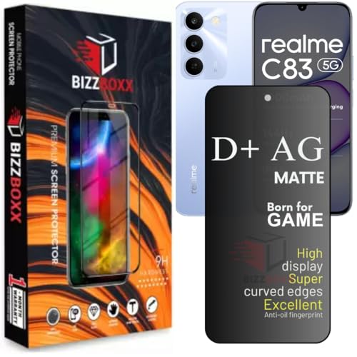 Image of D+ AG Matte Tempered Glass Screen Guard Protector For realme C83 5G Temper Glass Anti Fingerprint Gaming Special With Camera Cut (For realme C83-6.8 Inch)- Pack of 1