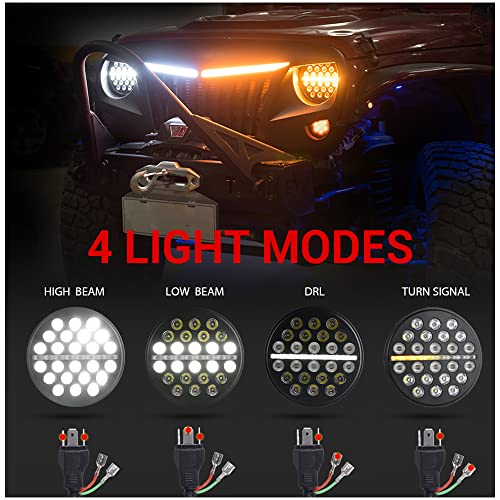 7 Polegada Led Farol 80W Daytime Running Light Luz De Trabalho Fluxo Luz De Sinal De Turno Para Jeep