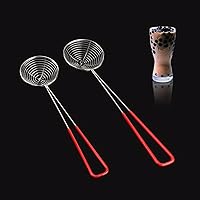 Vista 2 de 2 cucharas coladoras de acero inoxidable, cucharas de colador de olla caliente, cucharón de alambre para cocinar, cuchara con mango para olla