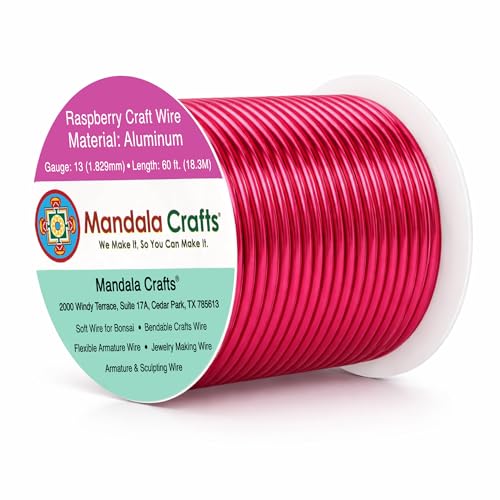 Image of Mandala Crafts 13 Gauge Raspberry Anodized Aluminum Craft Wire, 60 FT | Colored, Flexible, Bendable, for Bonsai, Armature, Sculpting, Wire Wrapping, Jewelry Making, Weather & Tarnish Resistant