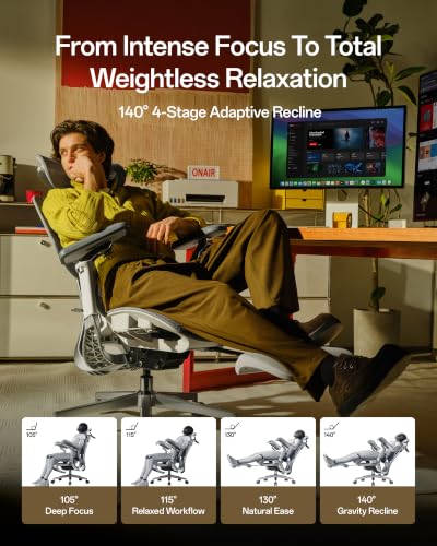 Image of Hbada E3 Pro 2026 Edition Ergonomic Office Chair, Mesh Desk Chair with 3-Zone Floating Lumbar Support, Upgraded 4D Headrest, 720 Armrests, Grey with Footrest
