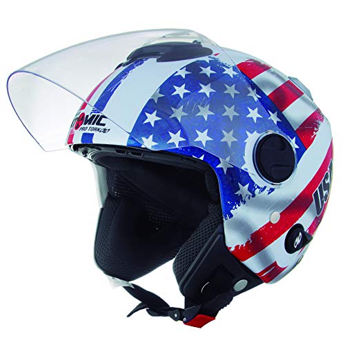 Pro Tork Capacete New Atomic Usa 60 multicor (Branco/Vermelho/Azul)