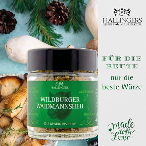Hallingers Genuss Manufaktur Wild-Grillgewürze Geschenkset – 3 würzige Gewürze für Wild & Grillgerichte in edler Wunderdose, Gewürze Set 'Waidmannsheil', Geschenkidee für Jäger & Grillfans Weihnachten