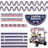 Harsever 4th of July Golf Cart Seat Cover Decorations Kit Accessories,250th Anniversary Patriotic Parade Golf Cart Seat Cover for Independence Day (Golf Cart Set 4)