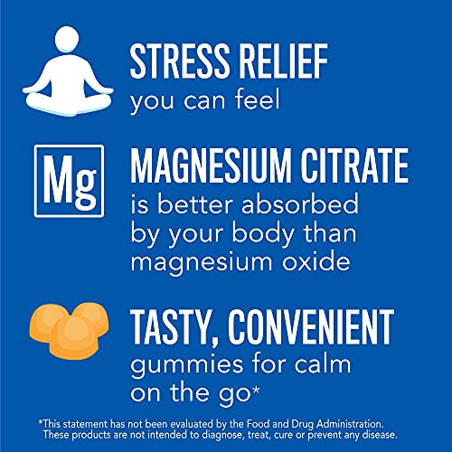Natural Vitality Calm, Magnesium Citrate Supplement, Stress Relief Gummies, Supports A Healthy Response To Stress, Gluten Free, Vegan, Orange, 60 Gummies #TOP3