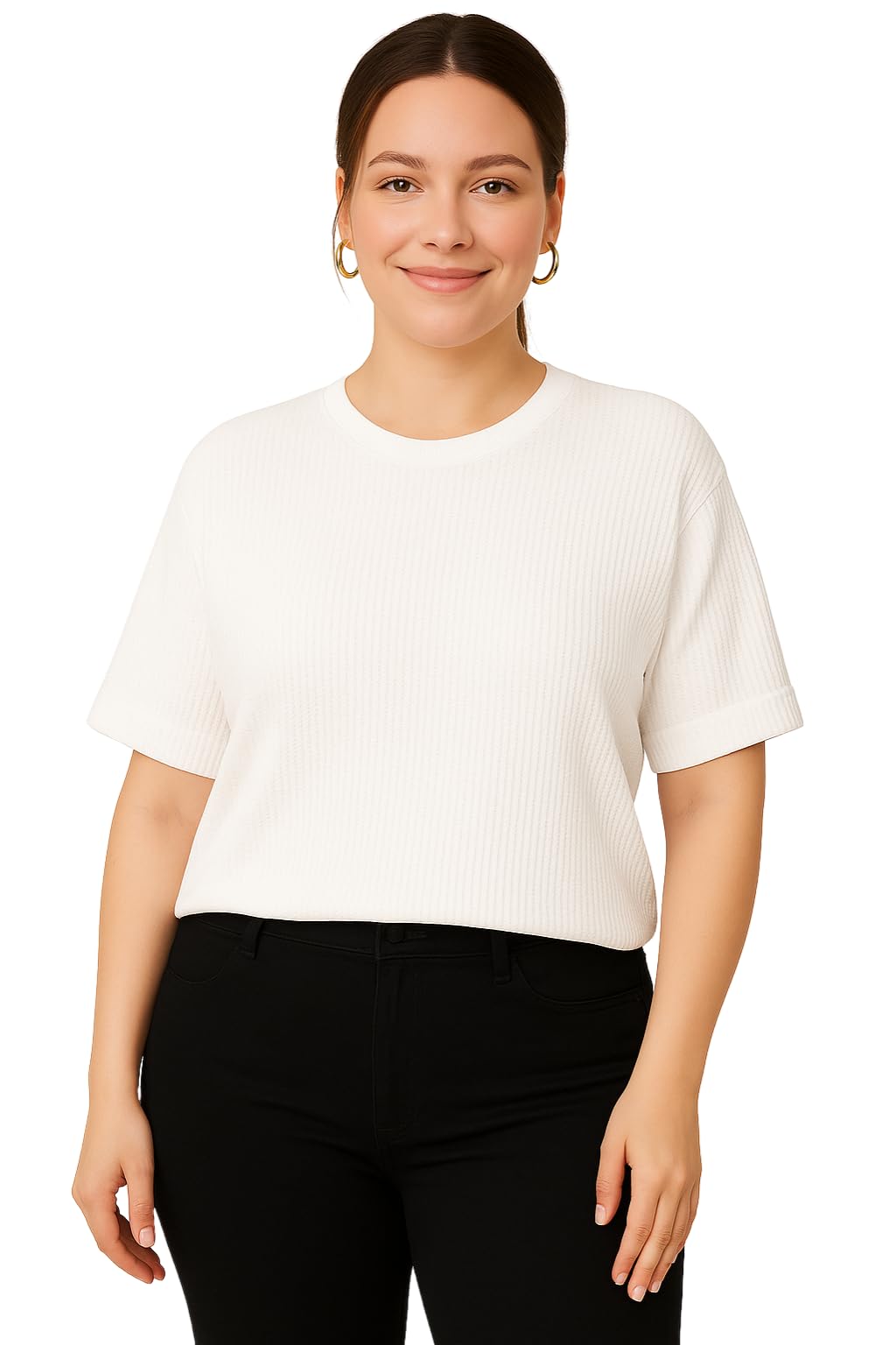 Women's Casual Kinted Round Neck, Half Sleeve Oversized t Shirts, Loose t Shirts for Women, Baggy t Shirt-image-33