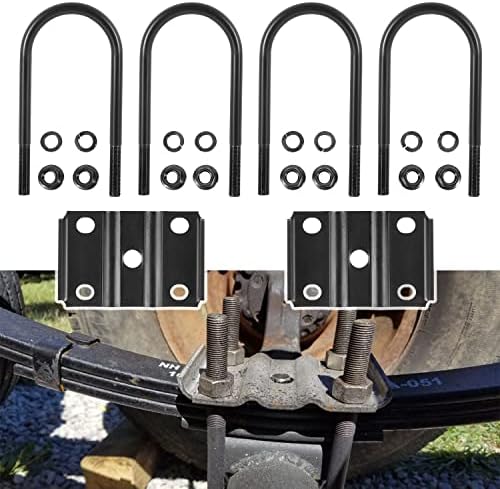 New Trailer U Bolt Kit, Trailer Leaf Spring U Bolts, for 5200-7000lbs 3" Round Axle, 7” Long U-Bolts, 1/2” Diameter, 3” Wide U Bolts-20080