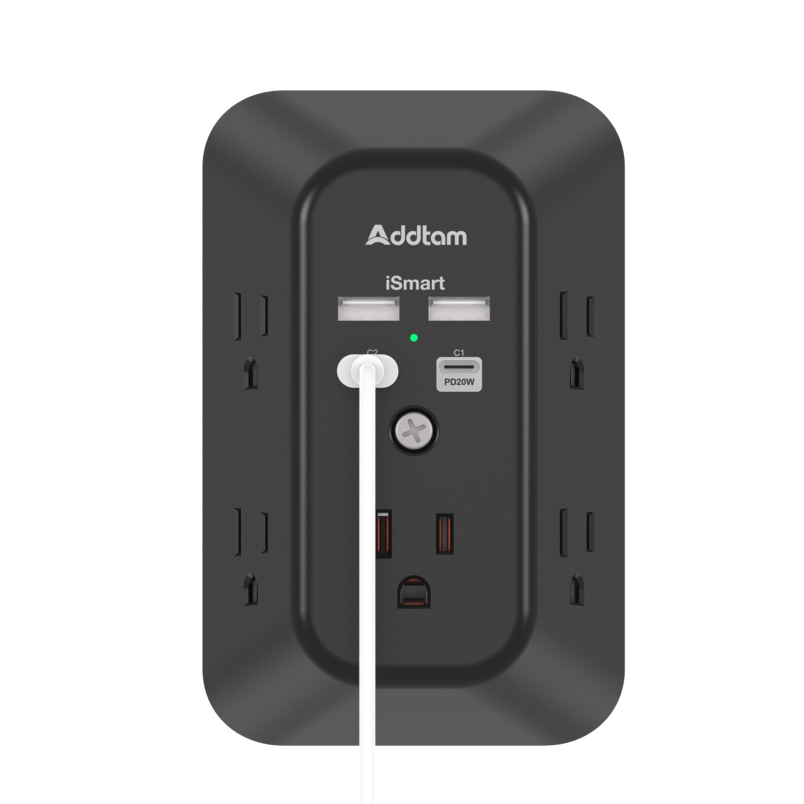 Addtam Surge Protector, Outlet Extender with 5 AC and 4 USB Ports, Black — Amazon image 11