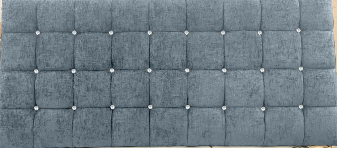 Affordable Luxury 24" Omega Cubed Headboard with Crystal Diamantes in Soft Chenille (Charcoal, Small Double 4ft)