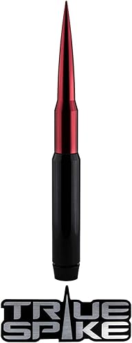 True Spike - Antena de bala de grasa con punta roja y negra de 9.0in con antirrobo y bobina de cobre en aluminio CNC de calibre pesado (compatible