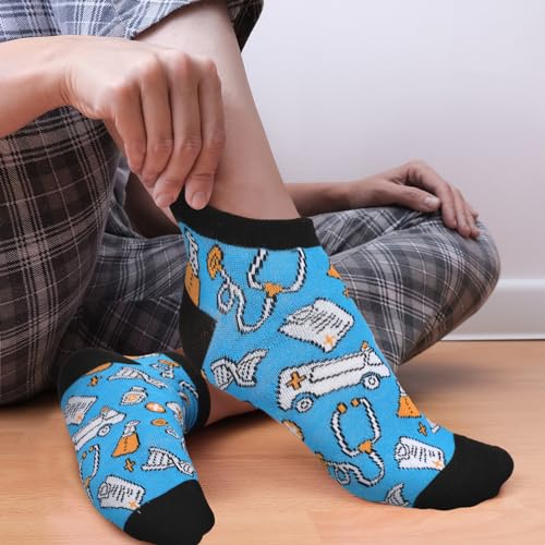 Shinymoon 60 Pairs Women's Nurse Socks Cotton Novelty Teeth Socks Ankle Nurse Socks Graduation Funny Gifts for Nurses Dentist Doctors Assistant Themed Party Supply, As Shown in the Picture, One size