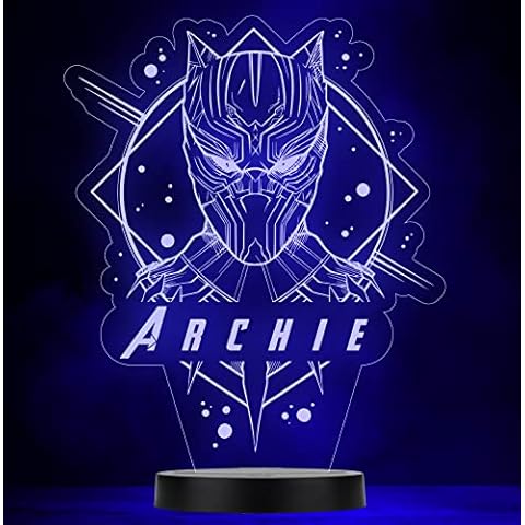 Black Panther Superhero Personalised Gift Colour Changing Led Lamp Night Light Cover
