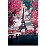 Diamond Painting by Number Kits 5D Diamond Painting Full Drill Embroidery Rhinestone Arts Craft Canvas for Home Wall Decor, 11.8 x 15.8 inch (Eiffel Tower)