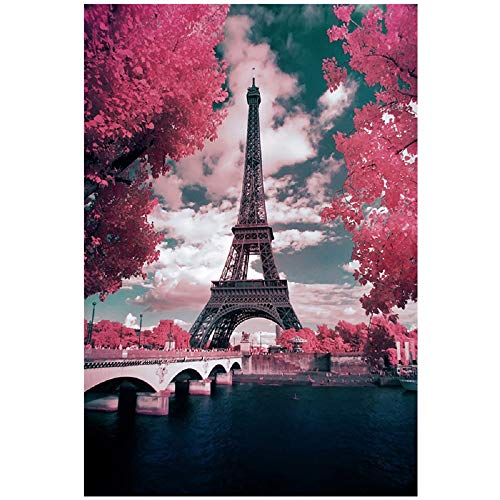 Diamond Painting by Number Kits 5D Diamond Painting Full Drill Embroidery Rhinestone Arts Craft Canvas for Home Wall Decor, 11.8 x 15.8 inch (Eiffel Tower)