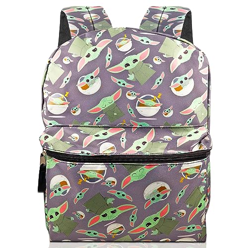 Star Wars Mochila para meninos, crianças – Pacote com mochila escolar Baby Yoda de 40,6 cm, adesivos