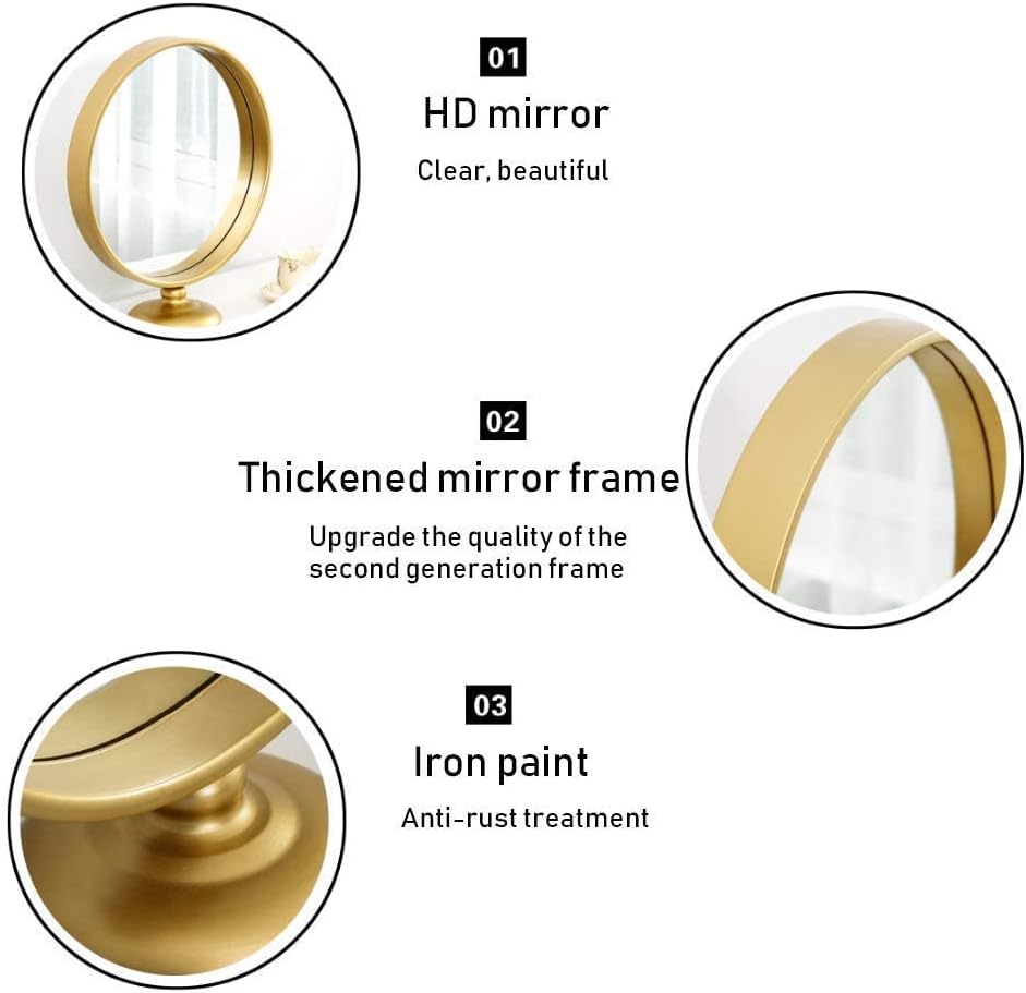 Makeup Mirror with Magnification Nordic Vanity Mirror Desktop Round Simple Modern Princess Vanity Make Up Mirror (Color : D) (Color : D) (D) image 4