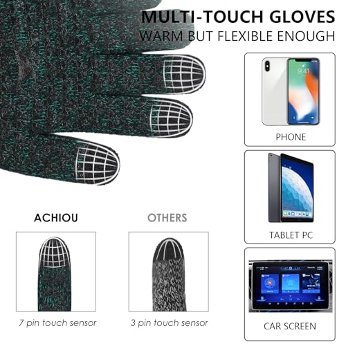 Image of Achiou Winter Gloves, Glove for Men Women, Upgraded Touch Screen Texting Warm Running with Thermal Soft Knit Lining