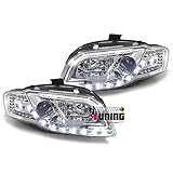 phare tuning audi a4 b7  europetuning - 04368 - PHARES FEUX AVANTS TUBE LIGHT BAR CHROME AVEC CLIGNOTANTS LED A4 B7 8H