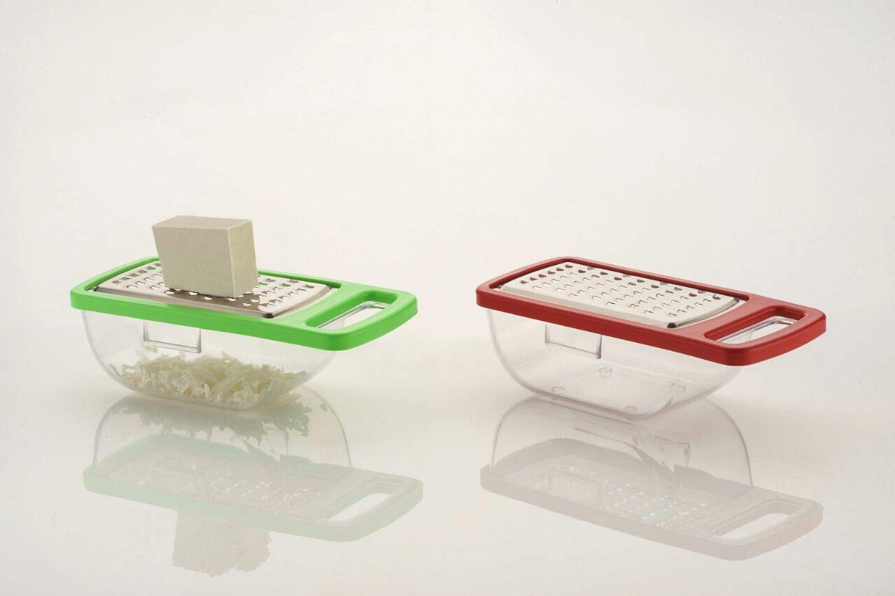 Kitchwish Cheese Garlic Ginger Grater with Unbreakable Clear Storage Container Stainless Steel Grater.(Pack of 2)