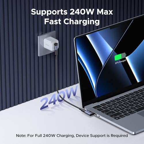 Image of UGREEN 40Gbps Right Angle USB C Adapter Combo, 2 Pack 90 Degree Type C Male to Female Adaptor 240W Charge 8K 60Hz Video Display Compatible with MacBook, Steam Deck, Switch, ROG Ally, iPhone 17, iPad